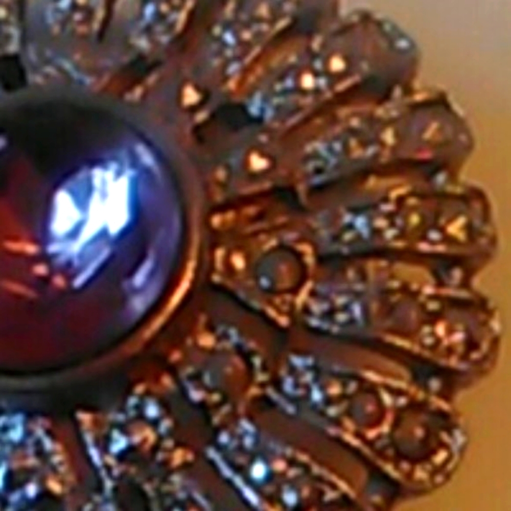 🤎 Stunning Art Deco Inspired Vintage Faux Smoky Topaz & Marcasite Brooch - Picture 6 of 11